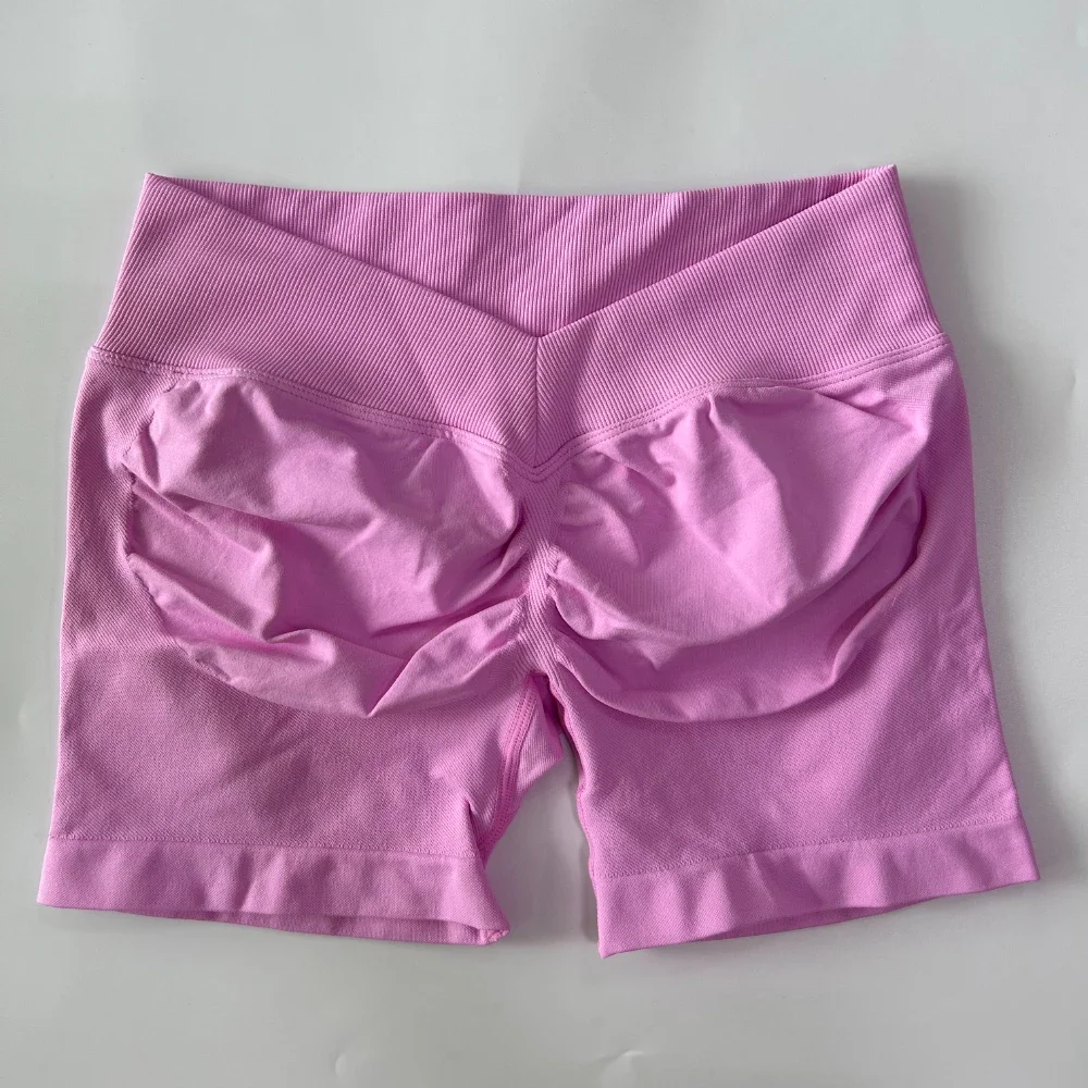 Женские шорты для йоги без логотипа с V-образной талией, высокоэластичные бесшовные шорты для тренировок в тренажерном зале, шорты для йоги, шорты для бега