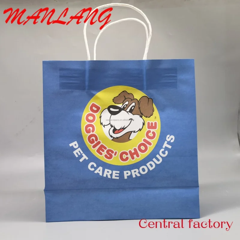 Custom  Recyclable Kraft Paper Bag With Own Logo Custom Shopping Paper Bag For Food With Handle Take away bag