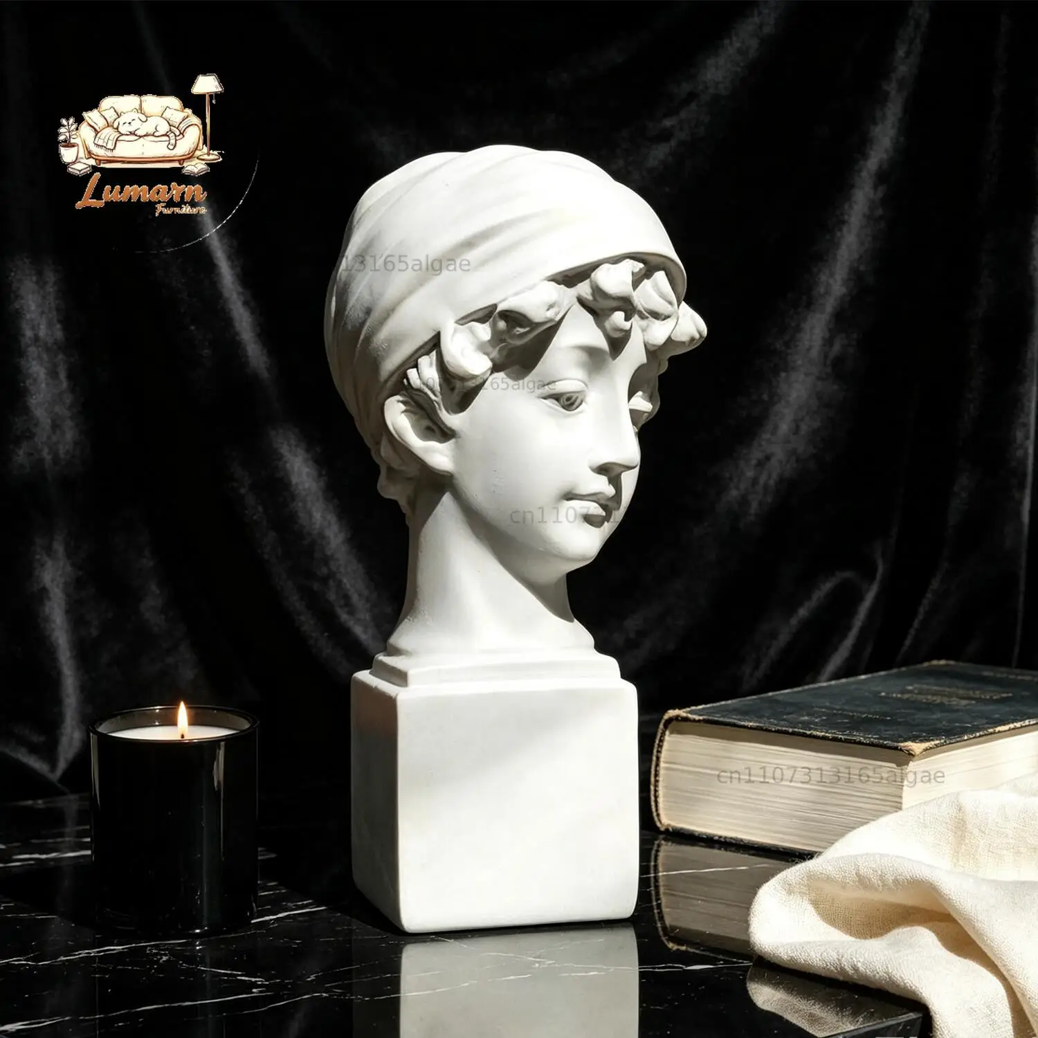 French retro niche resin girl bust, high-end