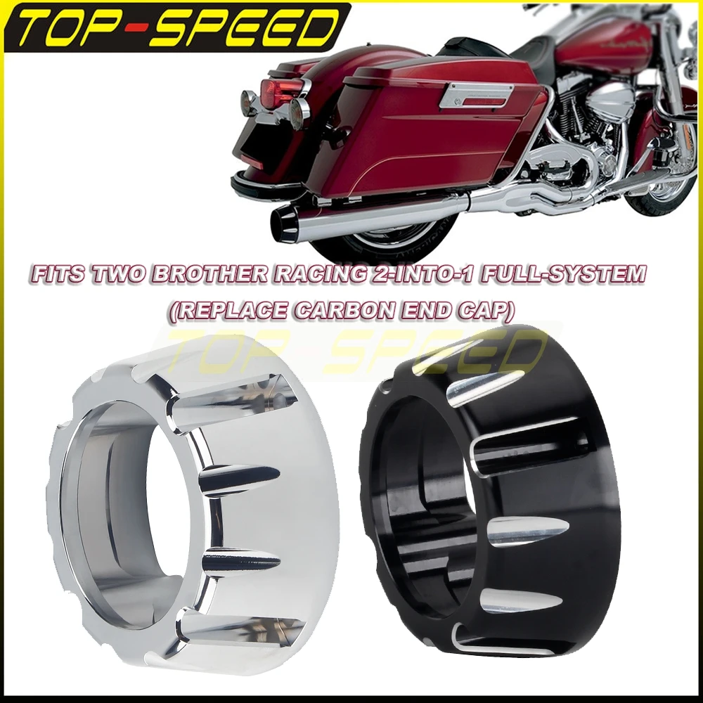 

Motorcycle Exhaust End Cap Mufflers Full Coverage Heat Shield Black/Chrome For Harley Touring Two Brother Racing 2-into-1 System