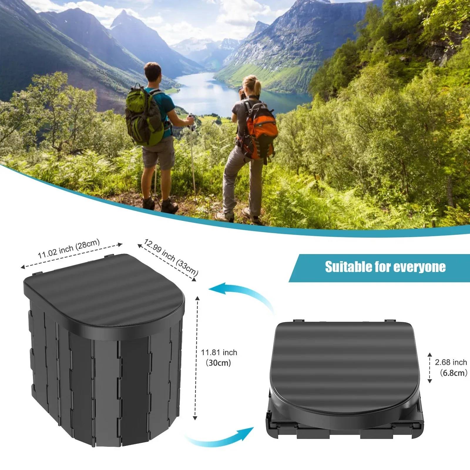 Folding Toilet, Portable, Collapsible, Anti-Odor Storage Box, Car Toilet, Adult Self-Driving Travel Emergency Toilet