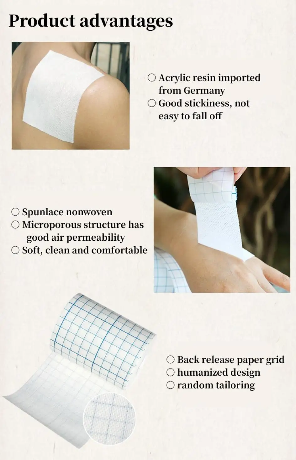 1 Rolle 10 m Wundverband, 4 Größen, nicht gewebtes medizinisches Klebeband, atmungsaktives, selbstklebendes medizinisches Fixierungsband – Detail 1