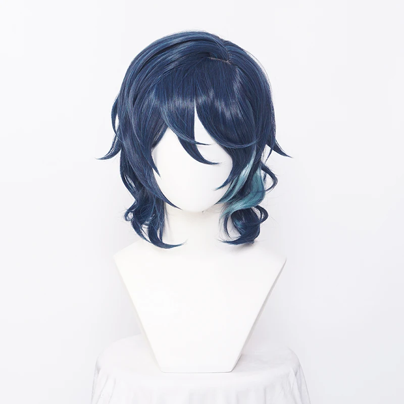 ccutoo wig Game Synthetic Ensemble Stars ES Tsumugi Aoba Cosplay Wig Short Blue Heat Resistant Hallowee Party Play Role Wigs + W