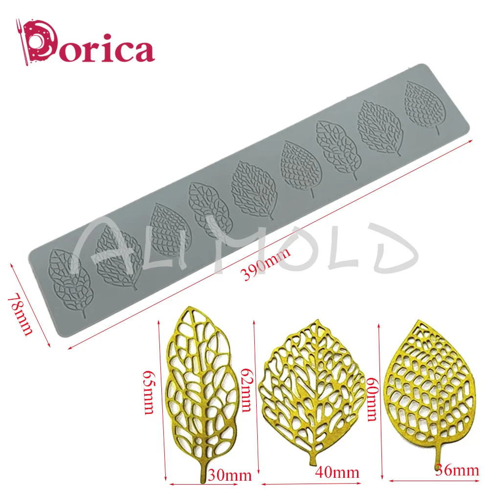 9 Holes Leaves Shape Silicone Lace Mat for Pastry Baking Fondant Sugarcraft Chocolate Mold French Dessert Cake Decorating Tools