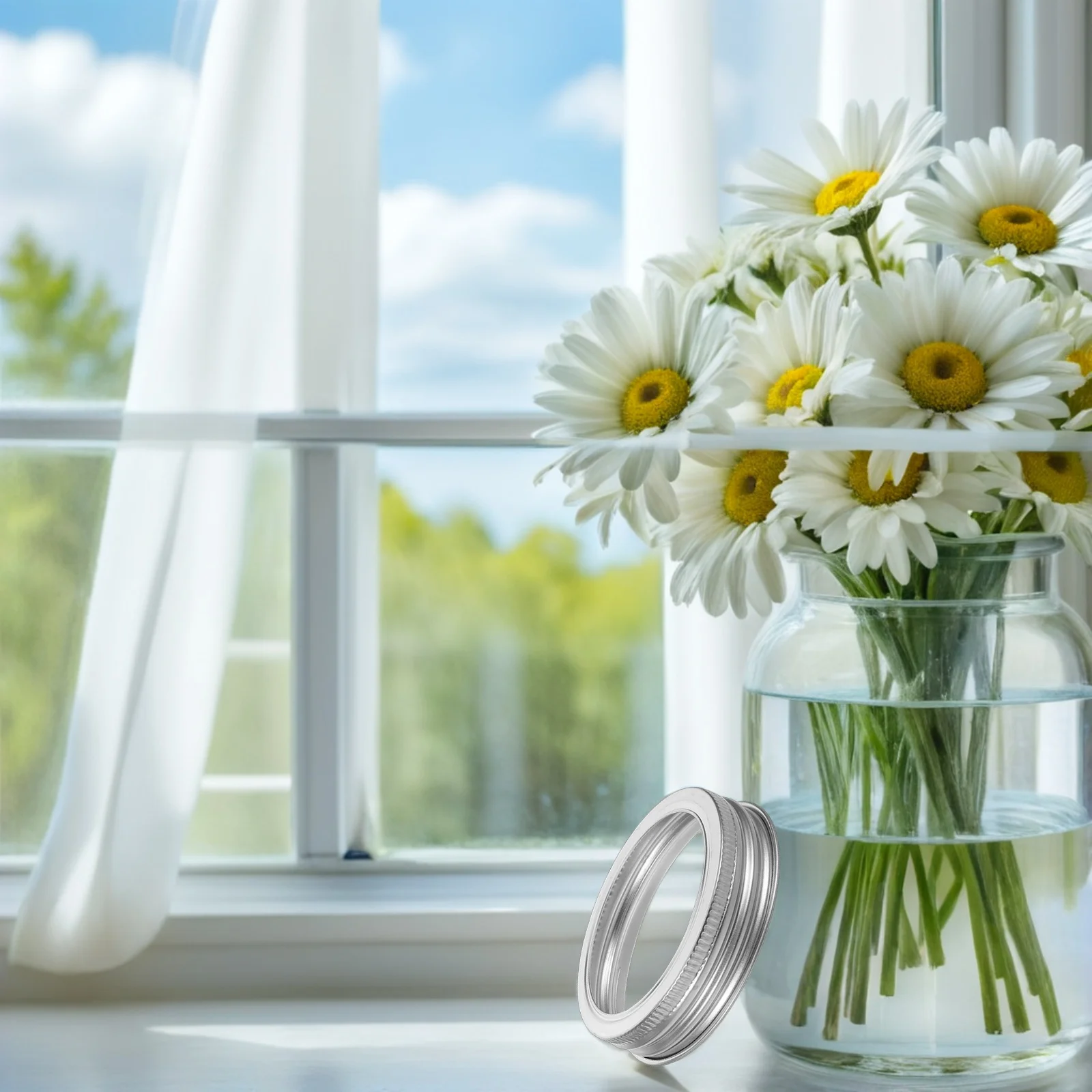 

6Pcs Mason Jar Floral Grid Stainless Steel Flower Organizer Insert Lid Reusable Flower Grid Frog for Vase Arranging