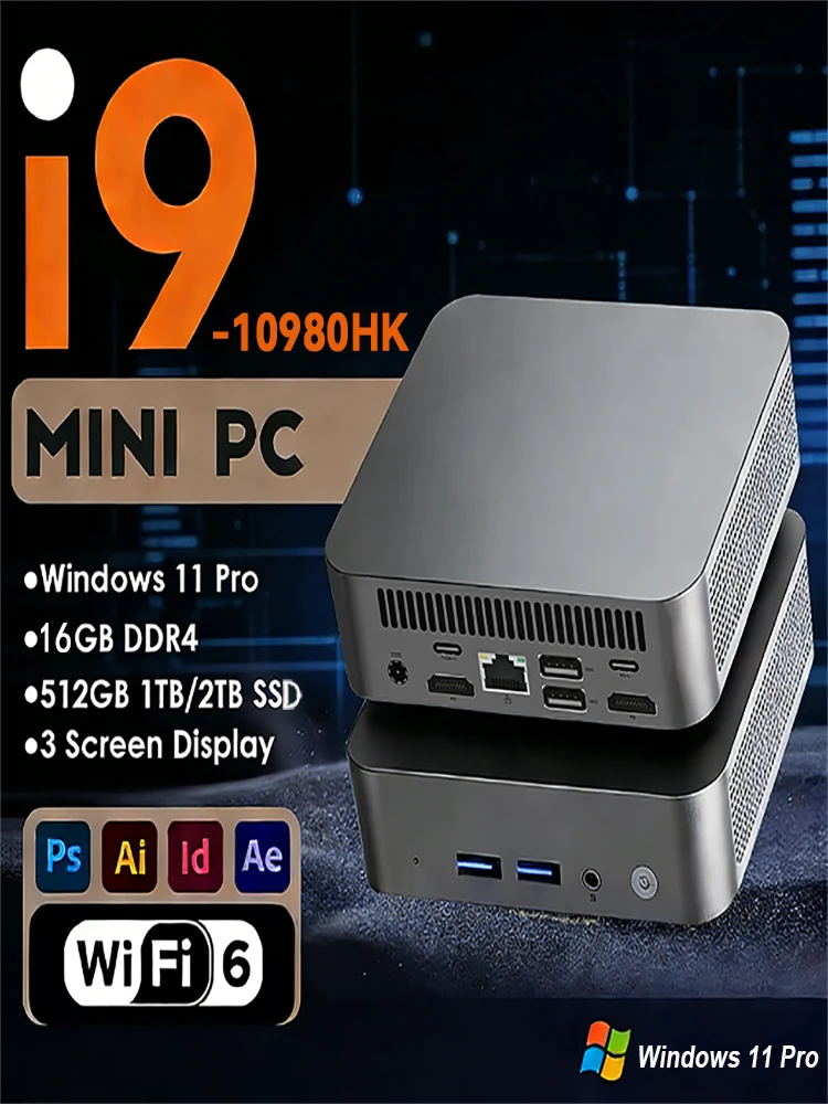 2026 splinternieuwe Intel Core i9-10980HK Windows 11 Pro 32GB RAM 1TB SSD Gaming i9 computer WiFi 6 USB3.0 Mini desktop computer pc - afbeelding 2