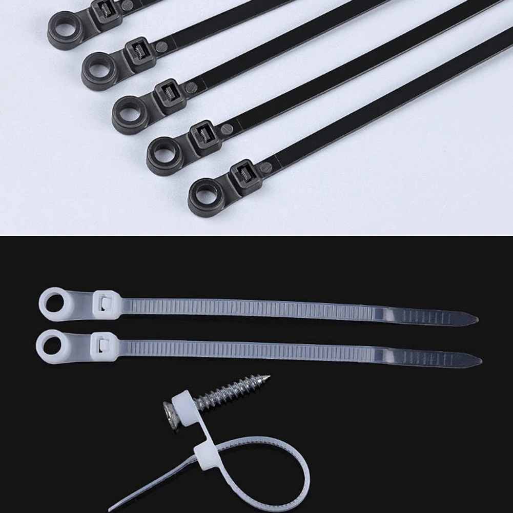 Clutter Reduction Black Nylon Cable Ties Cable Ties For Home And Office Zipstring Screw Hole Ties 4*100mm Size
