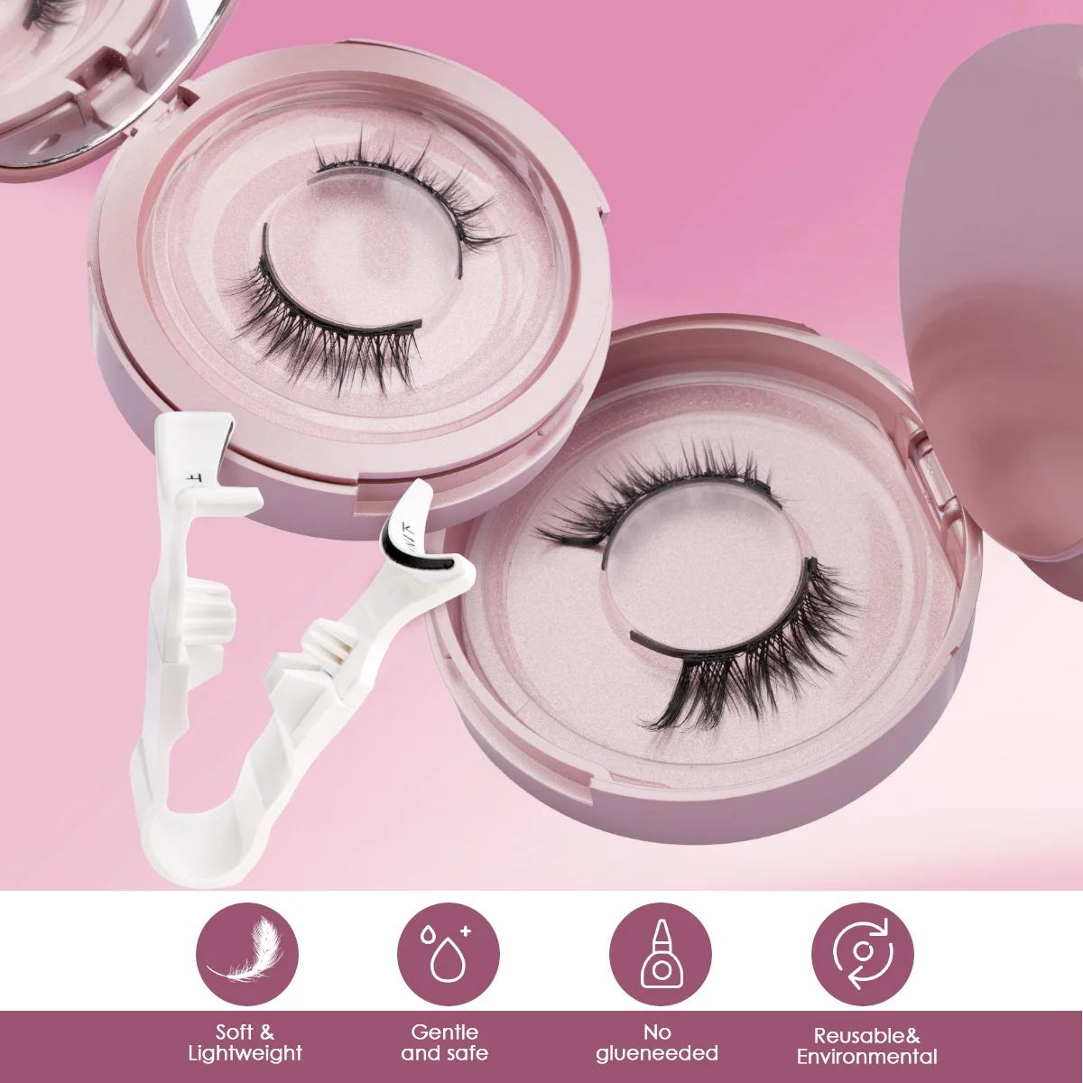 Magnetische Wimpern, 2-teiliges magnetisches falsches Wimpern-Set mit Pinzette, wiederverwendbar, weiche Faux Cils, flauschige gefälschte Nerzwimpern, Make-up-Set