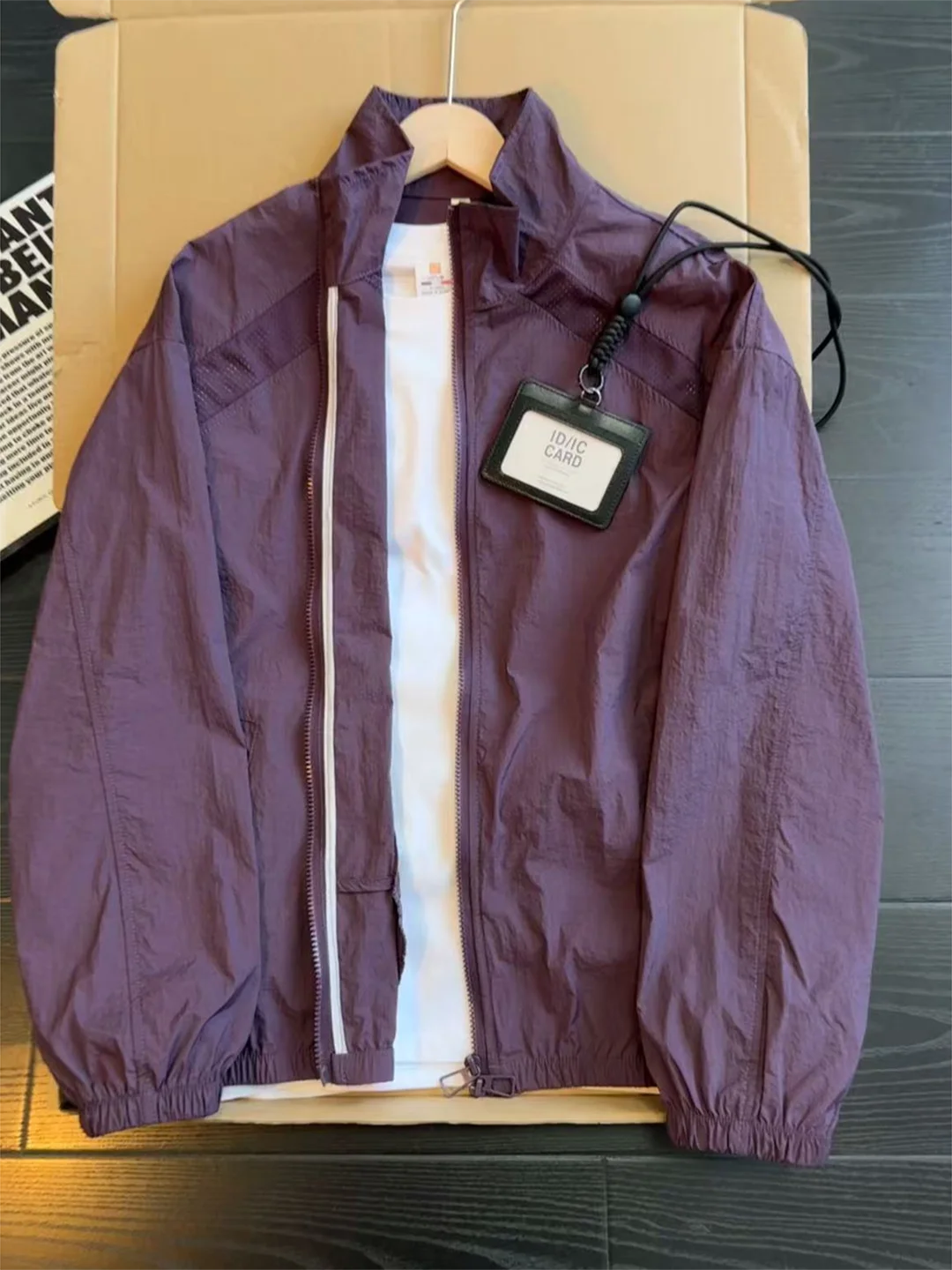 Dopamine Purple Nylon Quick Dry UV Protection Clothing Men's Summer Mesh Splicing Design Quick Dry Cycling Jacket Breathable