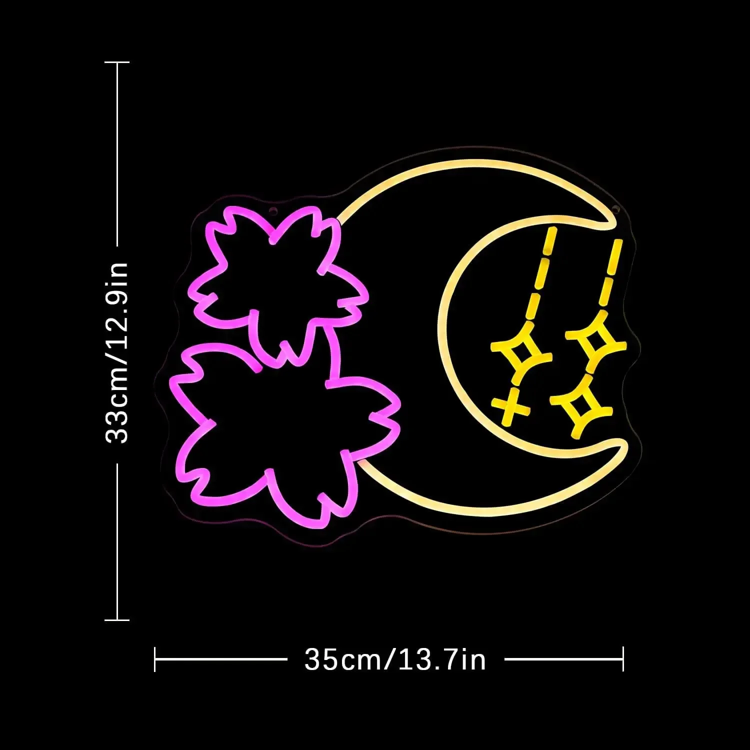 LED Sakura Moon Neon Sign Light for Wall Decor USB Powered Adjustable Brightness for Game Room Bedroom Living Room Decor Gift
