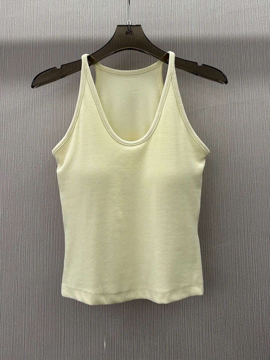 

Faionable Vest Milan Small Town South Oil Version Pure Color Street Sle Внутренняя одежда с нагрудником Женский летний топ