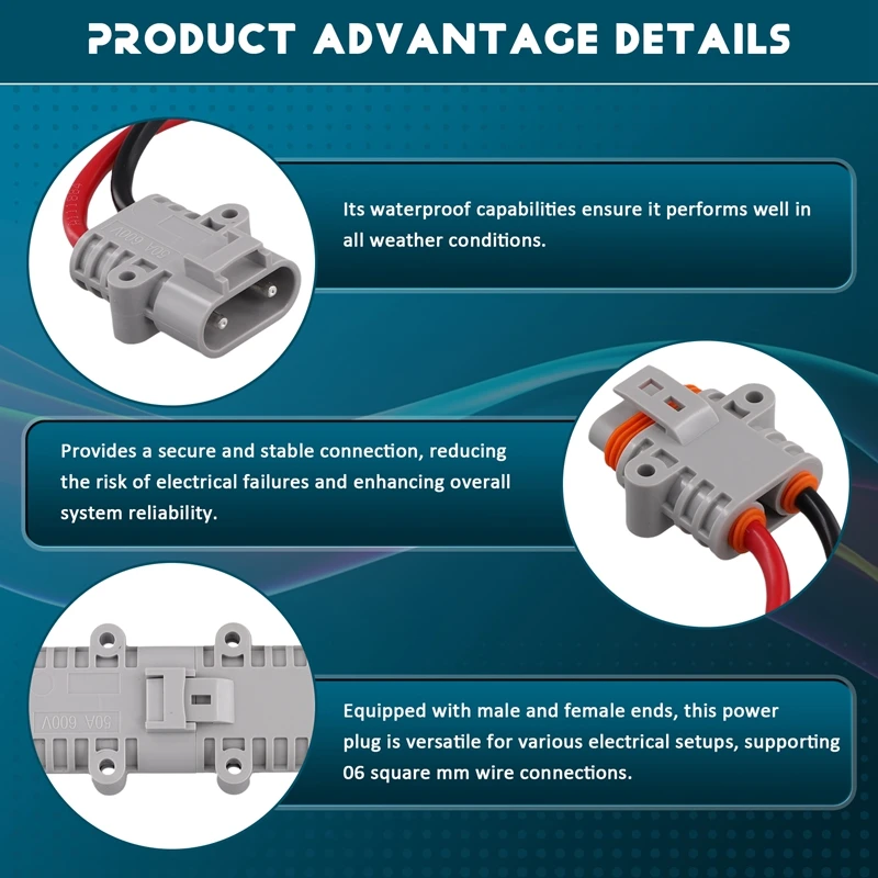 50A Male Female Connector High Current Waterproof Parking Air Conditioning Power Plug 10Square Docking Connector