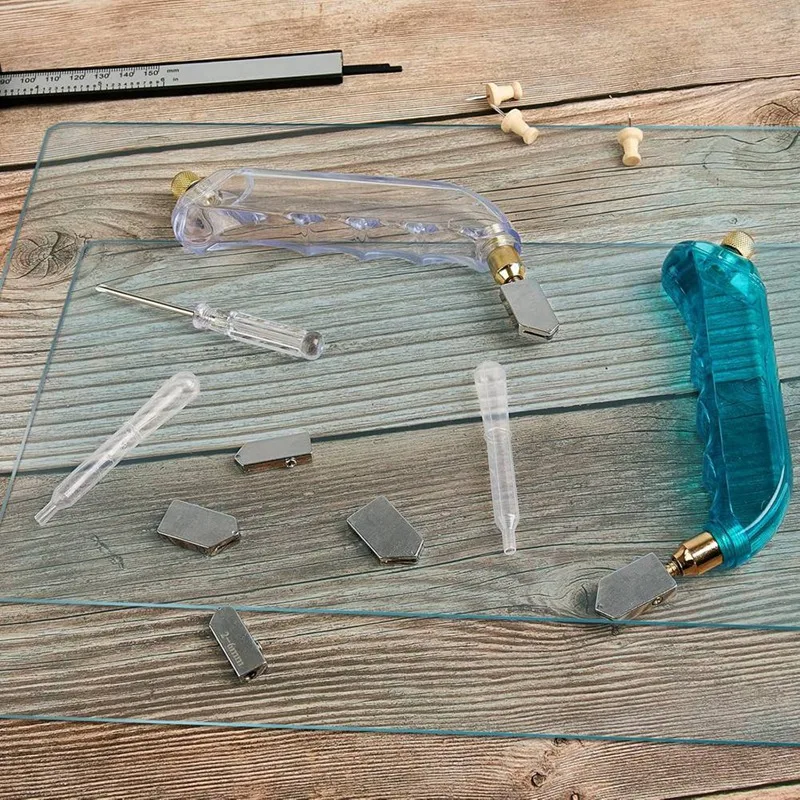 Glass Cutter 2Pcs Glass Cutting Tool With 4Pcs Replaceable Head Stained Glass Cutting Tools With 1Pcs Screwdriver
