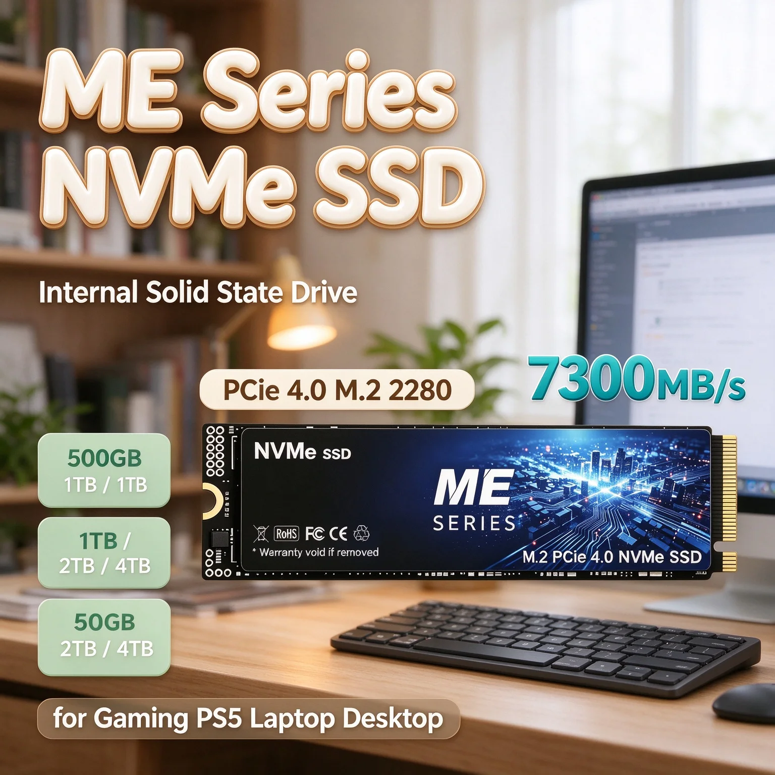 Internal Drive Say Goodbye to Slow Loading for Gaming Laptop Desktop ME Series NVMe SSD 7300MB/s PCIe 4.0 M.2 2280 1TB 2TB 4TB