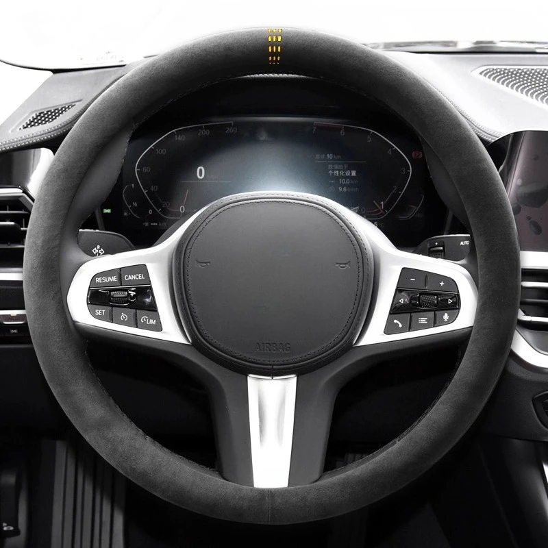 

For BMW 325li 740 X3 X4 X5 X6 X7 i5 6GT Non-Slip Four Season Universal Suede Steering Wheel Cover Car Interior Accessory