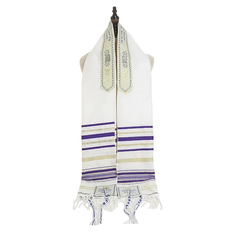 

Jewish Tallit Prayer Shawl Polyester Talit Israeli Praying ScarfsMessianic Tallis for Men Women Wraps with Tzitzit Talis Bag