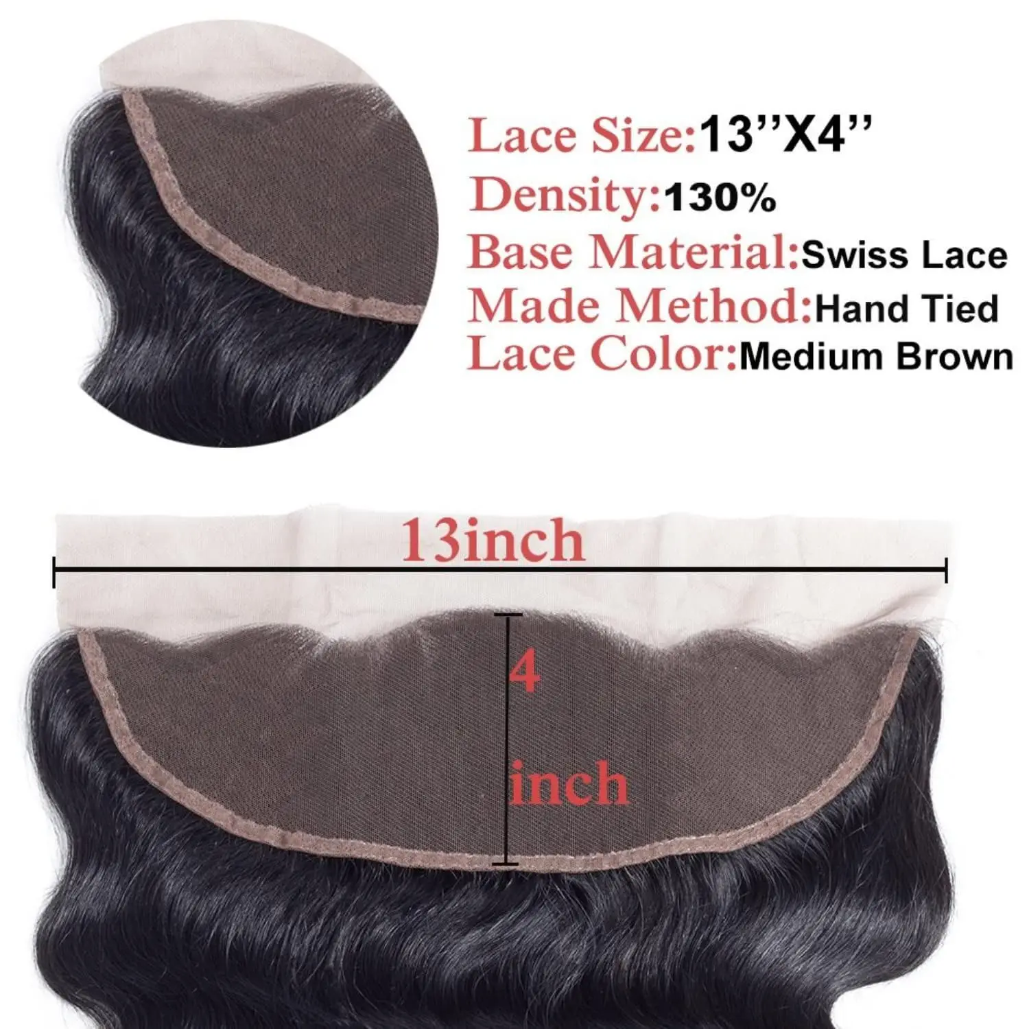 Virgem-Onda Do Corpo Pacotes De Cabelo Humano Com Fecho, HD Lace Frontal, 32 \