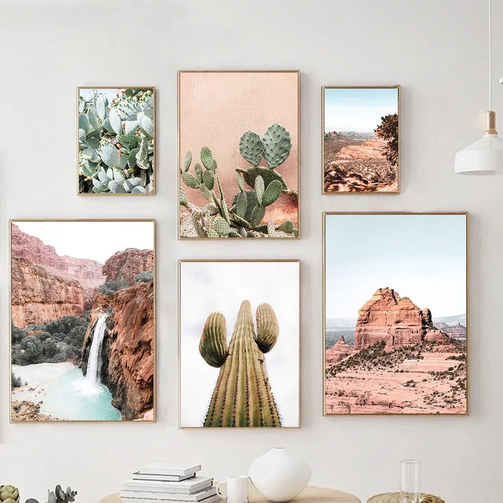 Arizona Desert Landscape Plant Canyon Cactus Poster Wall Art Canvas Painting Nordic Print Pictures Living Room Home Decoration