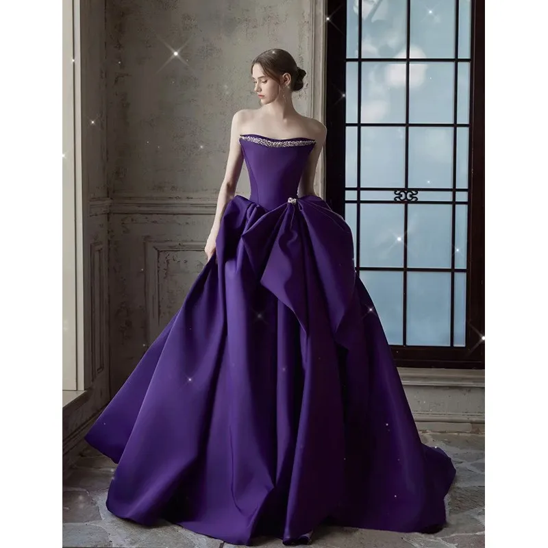 Wedding Dress over-grown evening dress long Evening Dress Female Graduation Ball Evening Dress  Elegant and graceful dress