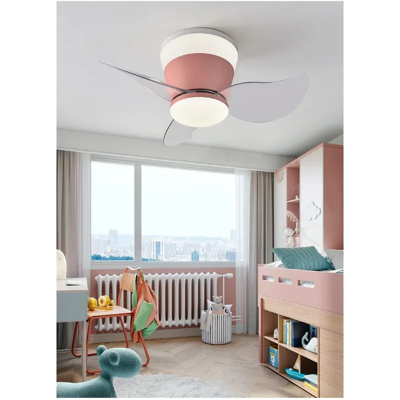 24 Inch Metal Ceiling Fan Light Multi Color Small Fan Lamp For Bedroom Restaurant Foyer