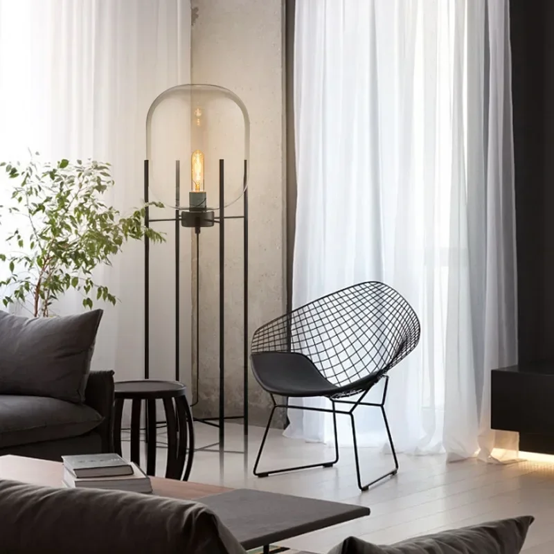 

Postmodern Nordic Industrial Style Standing Lamp Smoke Glass Floor Lamp Creative Personality Living Room Bedroom Table Lamps