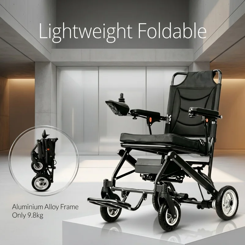 Portable 9.8kg Lightweight Power Electric Wheelchair Quick Fold Aluminum Smart Control Electronic Brake All Terrain Mobility