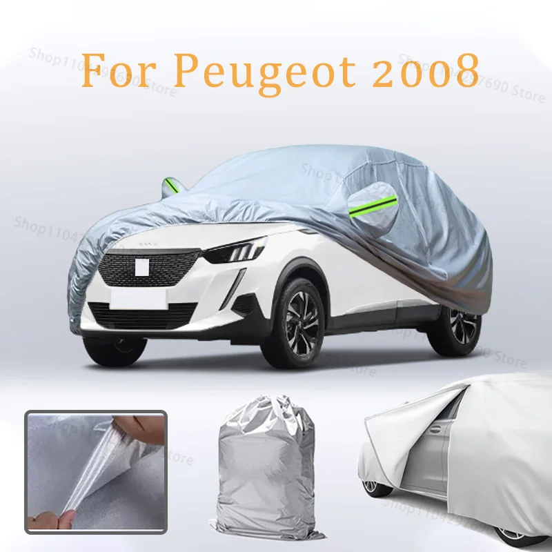

For Peugeot 2008 Car Cover Car door zipper - Waterproof All Weather - Automobiles Full Exterior Covers - Sun-proof - Outdoor