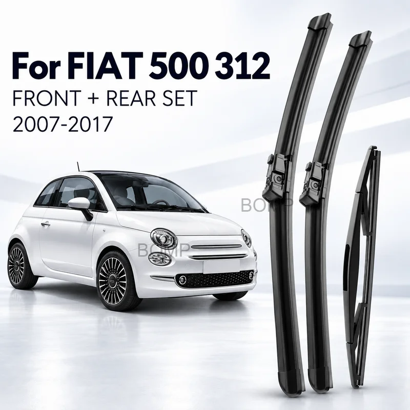 For FIAT 500 312 2007-2017 Front Rear Wiper Blades Windscreen Windshield Durable Brushes Car Accessories