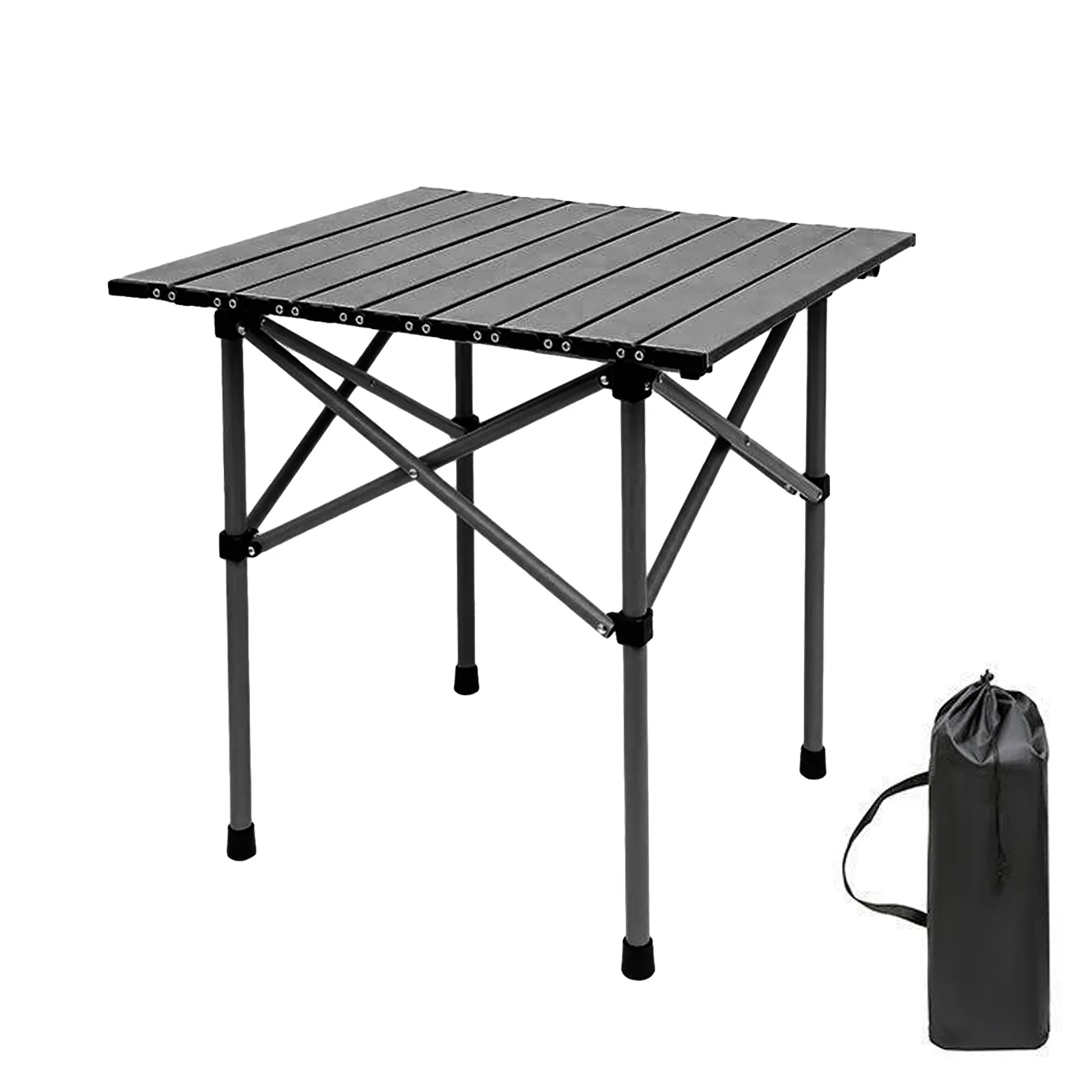 Compact Camping Table Folding Camp Side Table Portable Roll up Aluminum Table with Carry Bag Lightweight Foldable Small Camp Tab