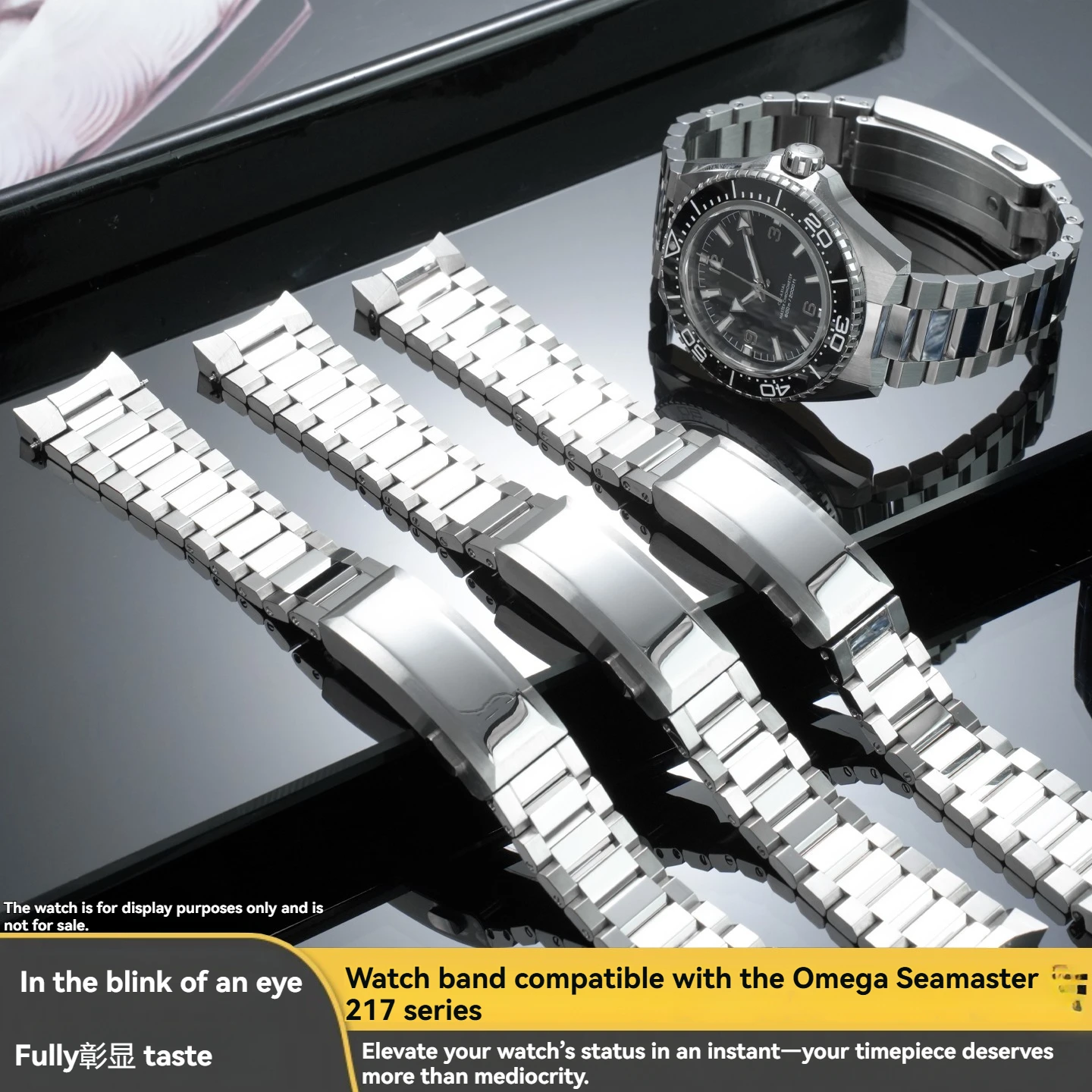 For Omega Seamaster 600 Ocean Universe 217.30 Solid Stainless Steel Curved Steel Band, Special Steel-Link Watch Band, 21mm