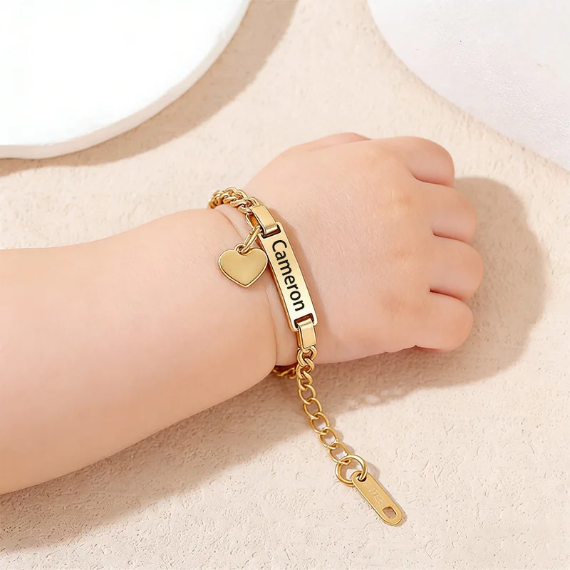 Pulsera Personalizada para Bebé, Hipoalergénica, de Acero Inoxidable, Joyería para Bautizo, Regalo con Nombre Grabado, Pulsera de Cumpleaños