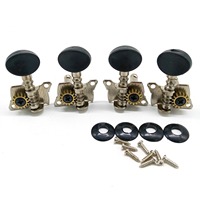 4 Pieces Metal Opened Ukulele Uke Tuning Pegs Tuners Round Cap Black