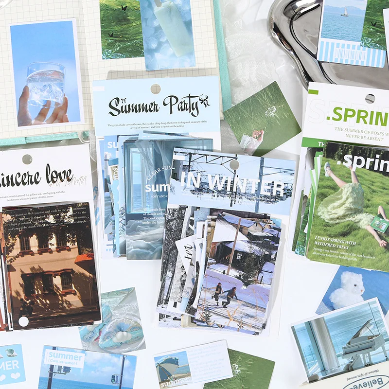 

Набор из 50 листов наклеек с пейзажами четырех сезонов, яркие сезонные сцены для украшения дневников и скрапбукинга