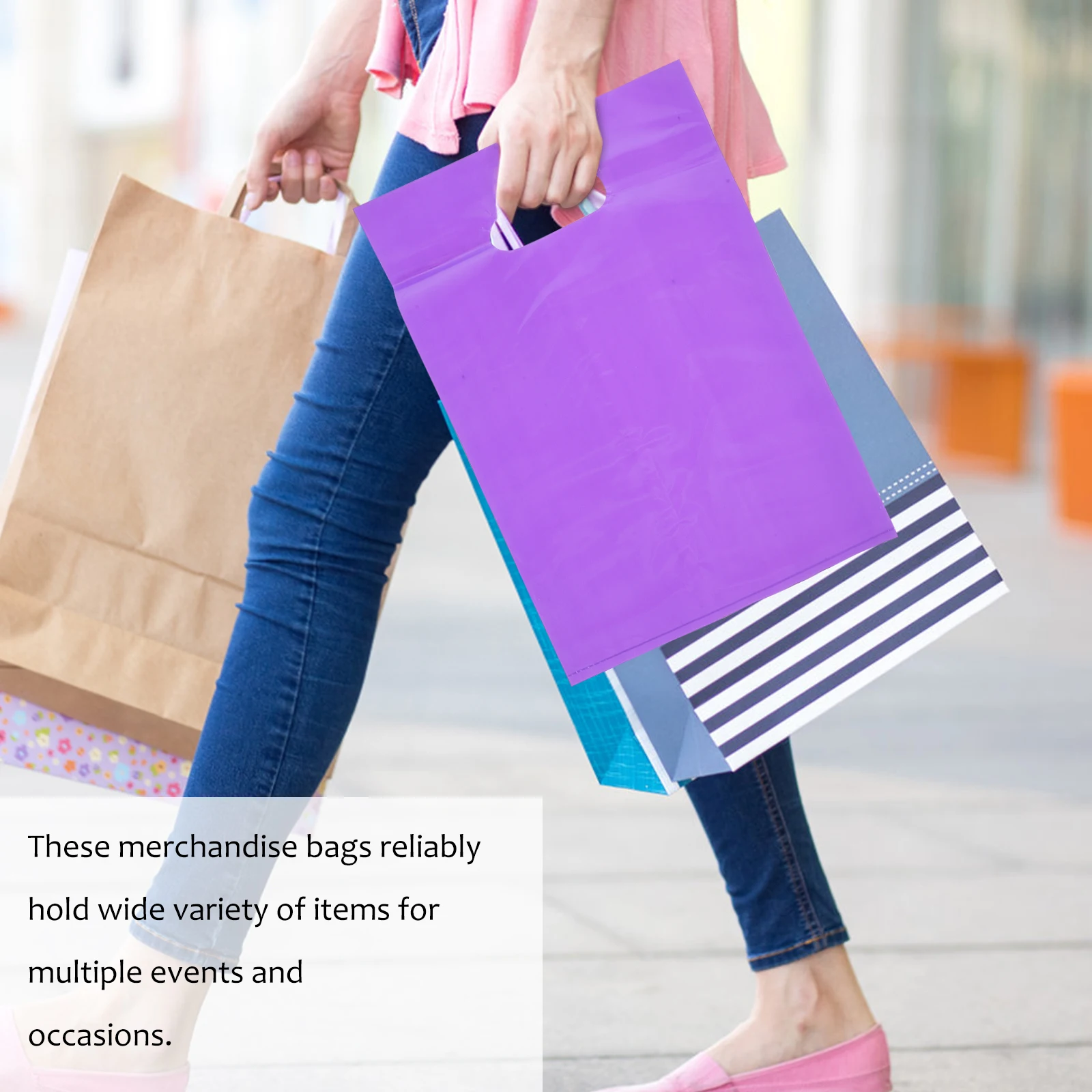 

200pcs Gift Bags Bulk Lightweight Plastic Merchandise Tote Bags For Small Business Shopping Boutique Party Favors Storage