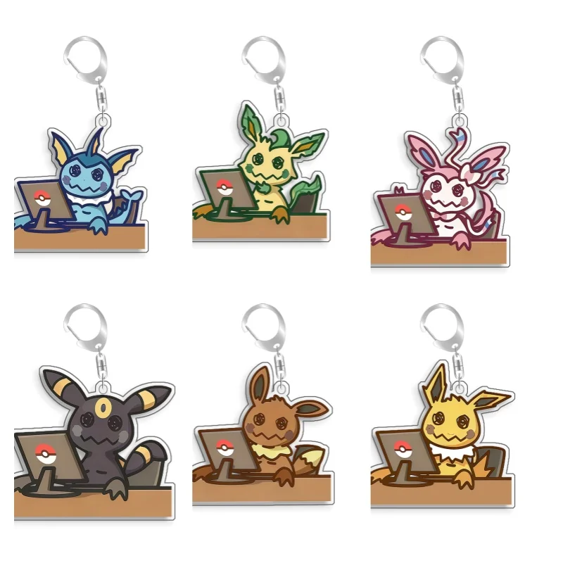 For Pokemon Elf Qikchu Vaporeon Leafeon Syleon Umbreon Original Acrylic Selfmade Cute Cartoon Anime Keychain Pendant Toy Gift5cm