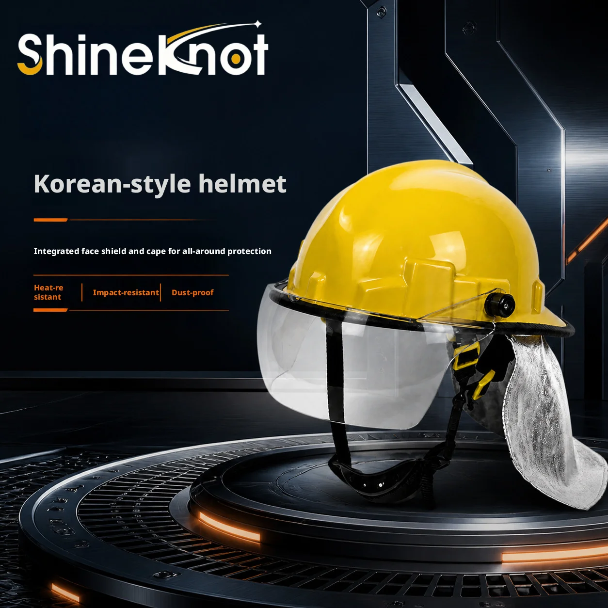 Firefighter Helmet With Transparent Face Mask And Aluminum Foil Cloak, Used For Rescue And Firefighting Protection Safety Helmet