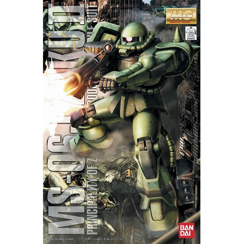 Bandai Original Gundam Model Kit Anime Figure MS-06J Zaku Ⅱ MG 1/100 Action Figures Collectible Ornaments Toys Gifts for Kids