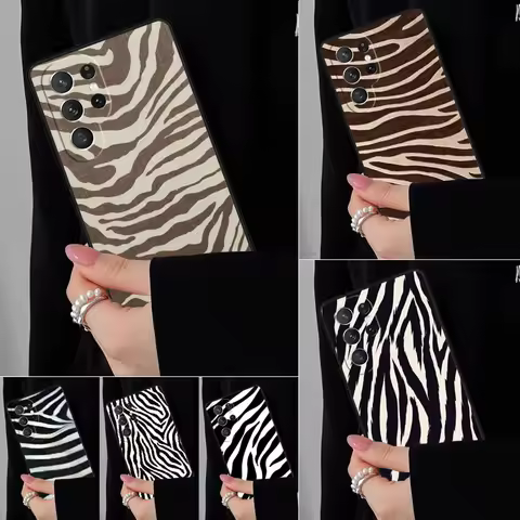 Animal white Zebra Stripe Phone Case For Samsung Galaxy S25 S24FE S23 S22 S21FE S20 S10 Plus Ultra Note20 10Pro Soft Cover