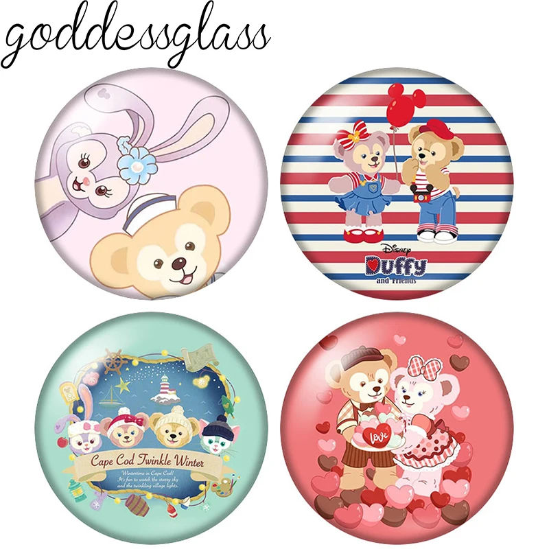 Disney LinaBell StellaLou Duffy Toy cartoon 12mm/18mm/20mm/25mm Round photo glass cabochon flat back Making findings keychain