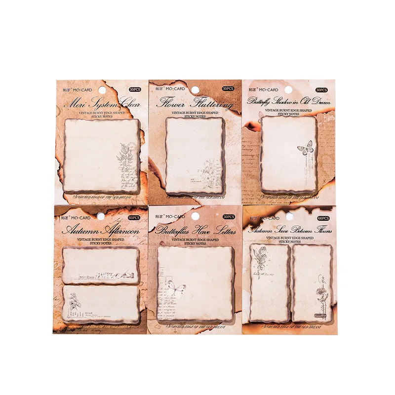 Büro- und Schulbedarf, Momo-Pad, verbrannter Rand, alte Traumserie, speziell geformte Nachricht, DIY, dekorative Collage, 6 Arten, Kawai-Geschenk