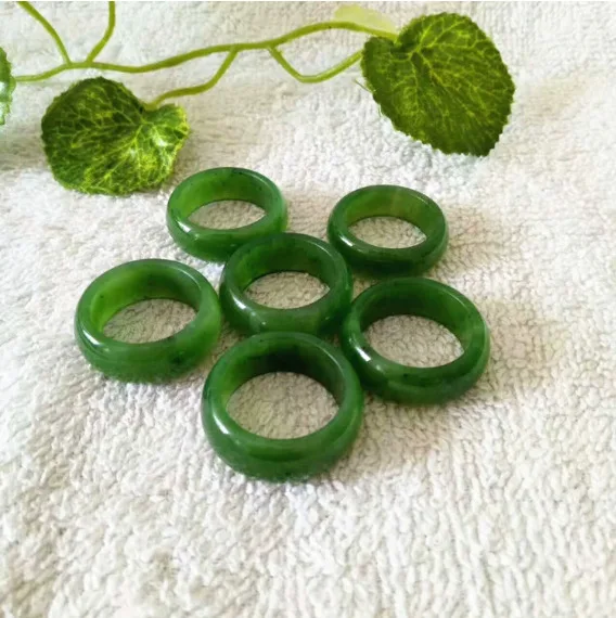 

Natural Nephrite Green Jade Ring Men Women Healing Gemstone Fine Jewelry Genuine Chinese Hetian Jade Rings Girlfriend Mom Gifts