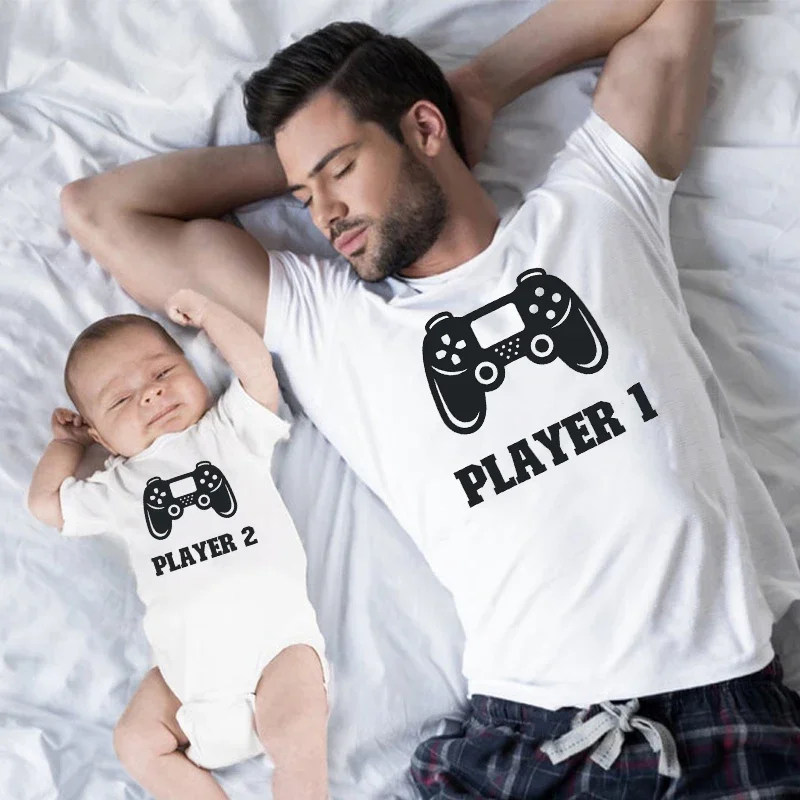 Matching Family Outfits Dad and Baby Set Father Child Outfit Baby and Dad Player T-Shirt Baby Bodysuit Family Clothing m