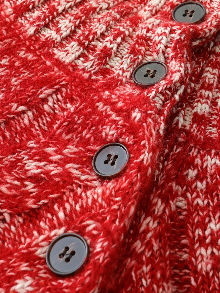 

TLOML Chic Women 100% Cashmere Lazy Sweater Vintage Loose Cable Knit Pullover Buttons Turn Down Collar Sweater Autumn Winter Top