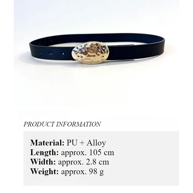 New stylish niche-design minimalist oval leather buckle a sophisticated commuter belt that pairs perfectly with jeans