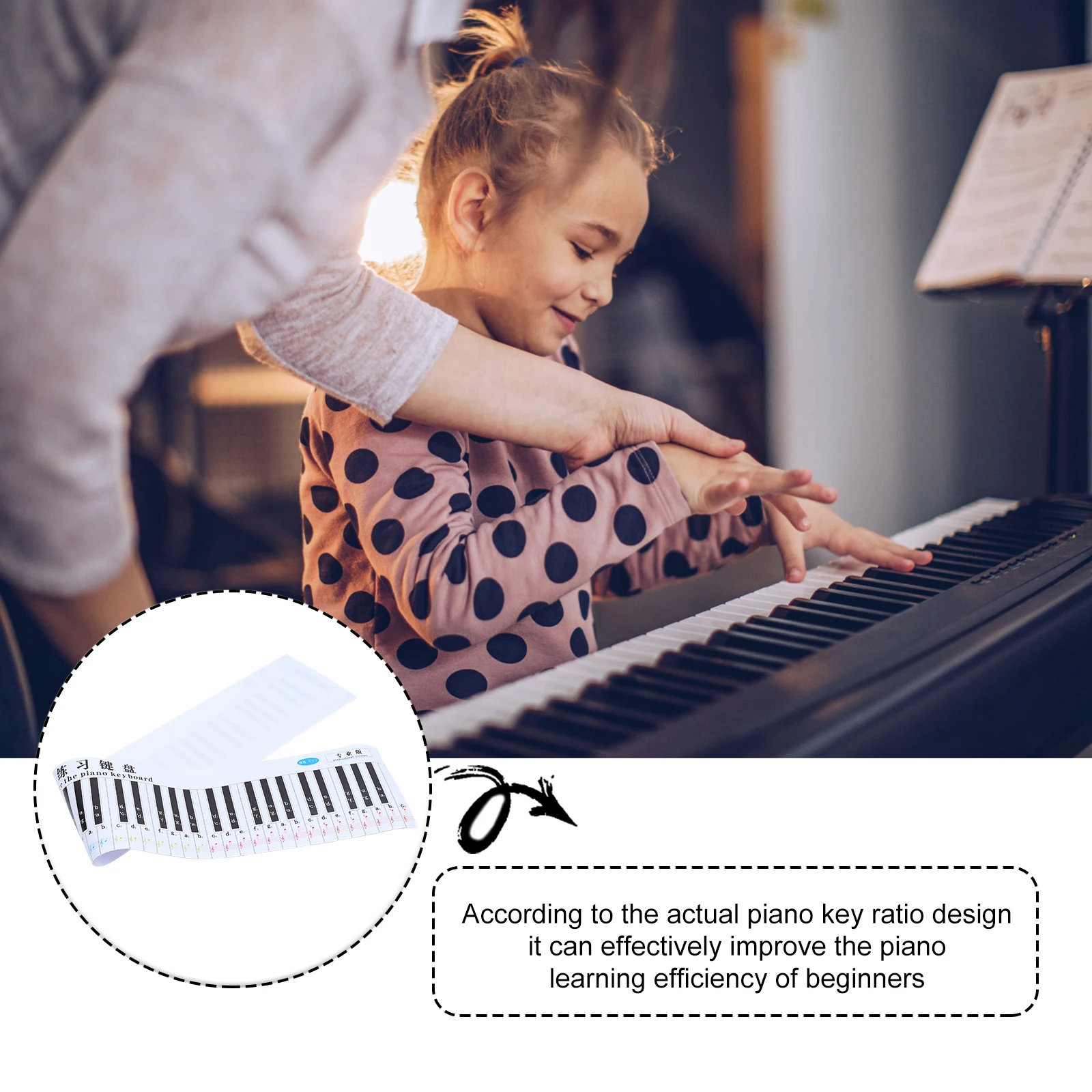 

Piano Keyboard Wall Chart Standard Paper Flip Note Guide for Beginner Pvc Learning Tools