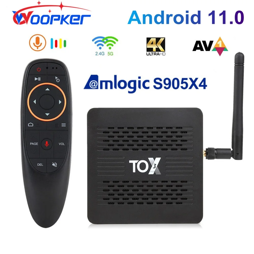 Woopker TOX3 Smart TV Box Android 11.0 4GB 32GB Amlogic S905X4 4K Media Player Wifi 1000M Support Dolby Atmos Audio Set Top Box