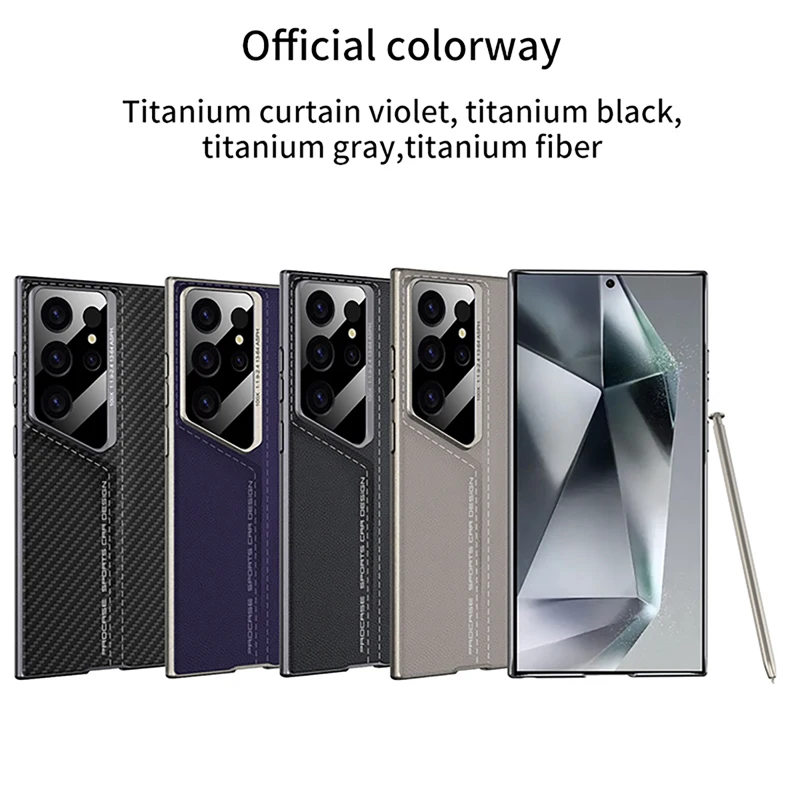 For Samsung Galaxy S24 S23 Ultra Case GKK Blade Super Thin Plain Leather Skin Feel Camera Lens Protection Slim Cover