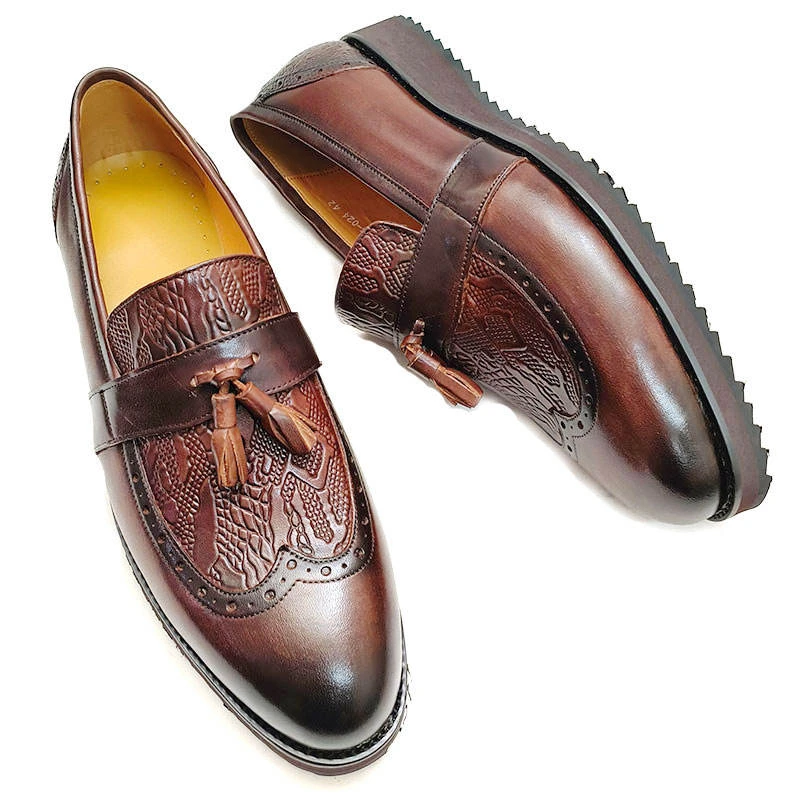 Großhandel Büro-Anzugschuhe Modische Quasten-Loafer aus Reinem Echtleder mit EVA-Gummisohle Komfortable und Geschäftstaugliche Schuhe