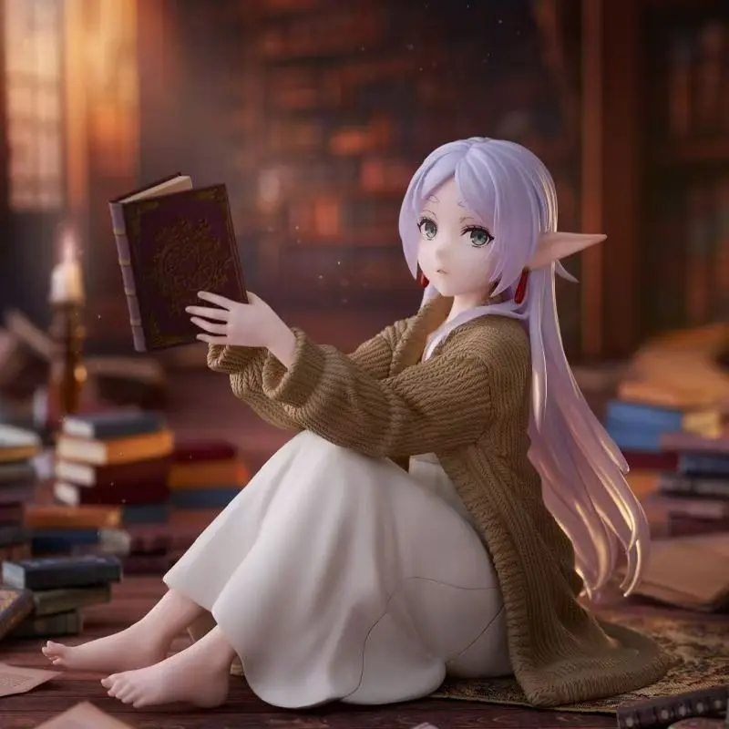 Anime Frieren au-delà du voyage fin Figure Frieren en vêtements de détente lire un livre mignon ordinateur de bureau coque décoration modèle cadeau