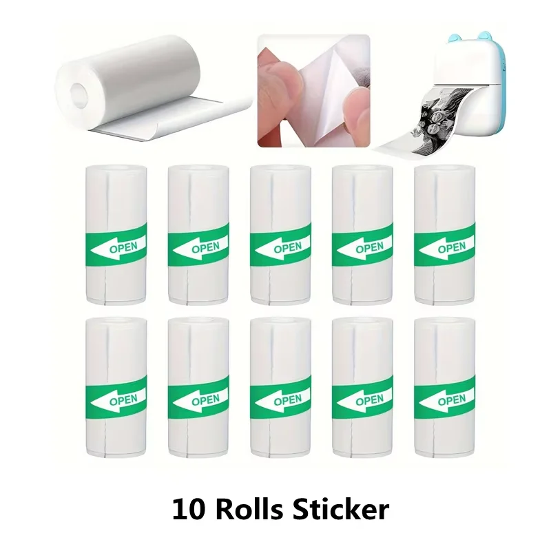 10Pcs Mini Printer Paper For Peripage Self Adhesive 57mm Thermal Paper Printable Sticker Paper for Pocket Thermal Printer
